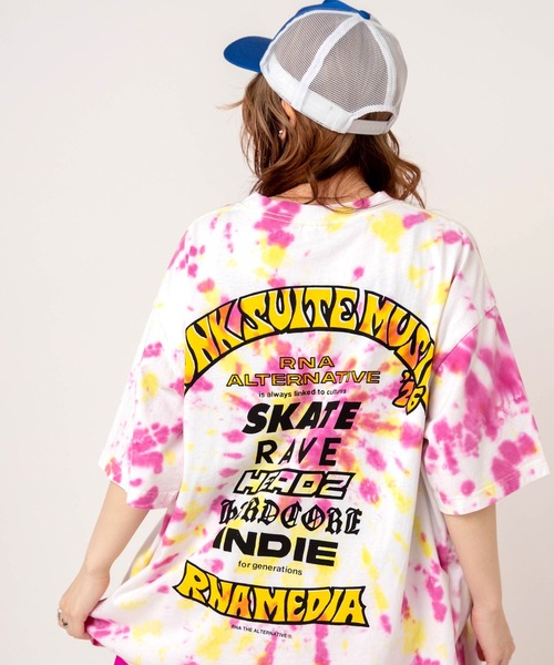 RNA(アールエヌエー)の「M2706 ダンシングゴブリンタイダイBIG T(Tシャツ/カットソー・レディース・ブルー/イエロー/グリーン・MEDIUM)」の5枚目の写真