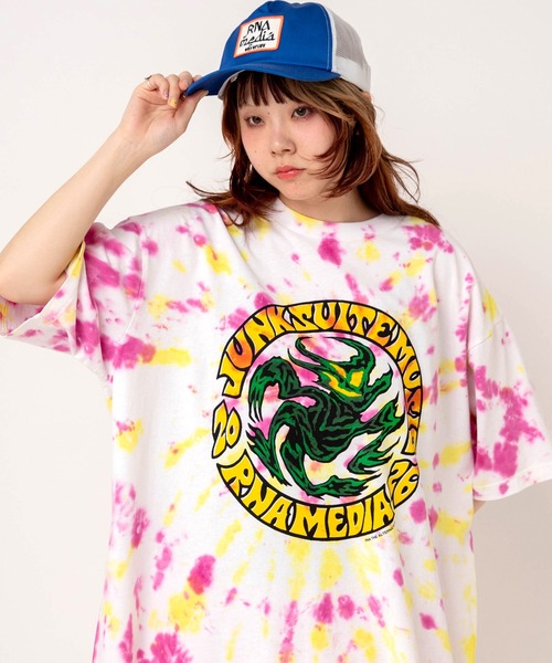 RNA(アールエヌエー)の「M2706 ダンシングゴブリンタイダイBIG T(Tシャツ/カットソー・レディース・ブルー/イエロー/グリーン・MEDIUM)」の4枚目の写真