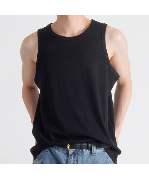 BUTTON SEOUL(ボタンソウル)の「ソフトタッチベーシックスリーブレス(3カラー)(Tシャツ/カットソー・メンズ・ブラック/ホワイト/ピンク・MEDIUM/LARGE/X-LARGE)」の1枚目の写真