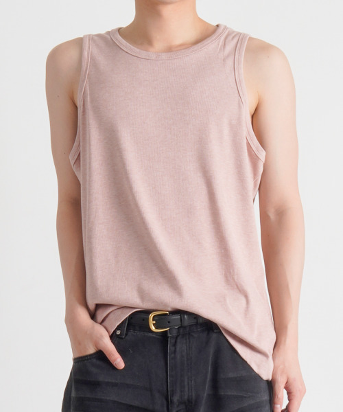 BUTTON SEOUL(ボタンソウル)の「ソフトタッチベーシックスリーブレス(3カラー)(Tシャツ/カットソー・メンズ・ブラック/ホワイト/ピンク・MEDIUM/LARGE/X-LARGE)」の10枚目の写真