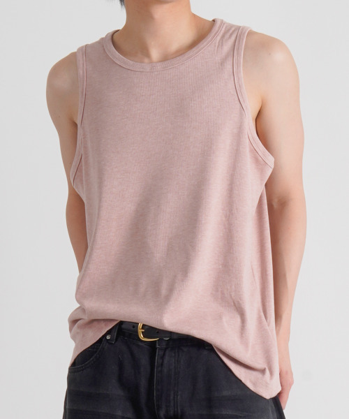 BUTTON SEOUL(ボタンソウル)の「ソフトタッチベーシックスリーブレス(3カラー)(Tシャツ/カットソー・メンズ・ブラック/ホワイト/ピンク・MEDIUM/LARGE/X-LARGE)」の11枚目の写真