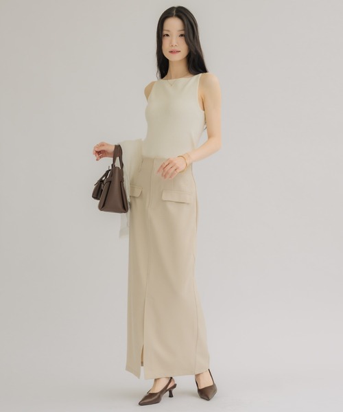 NEUNA(ヌナ)の「【夏に嬉しいサラッと素材】フロントスリットロングスカート(スカート・レディース・ブラック/ベージュ/アイボリー・FREE)」の10枚目の写真