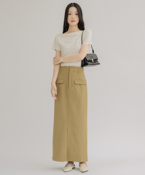 NEUNA(ヌナ)の「【夏に嬉しいサラッと素材】フロントスリットロングスカート(スカート・レディース・ブラック/ベージュ/アイボリー・FREE)」の8枚目の写真