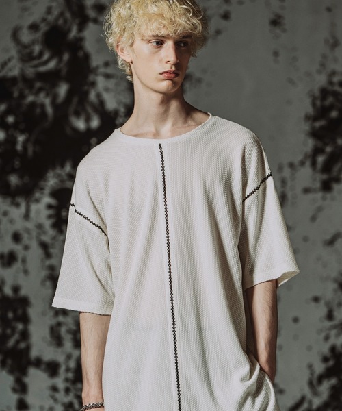 NO ID.(ノーアイディ)の「【NO ID.】Diamond Stitch Thermal C/N Pullover / ダイヤ ステッチ サーマル クルーネック プルオーバー(Tシャツ/カットソー・メンズ・ホワイト/グレー/ブラック・ONE SIZE)」の2枚目の写真