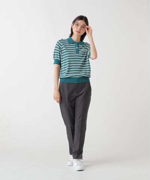 Jack Bunny!!(ジャックバニー)の「【Jack Bunny!!】マルチボーダー半袖ニットポロシャツ(ポロシャツ・レディース・グリーン・LARGE)」の3枚目の写真