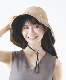 JELLY BEANS（ジェリービーンズ）の「ネックカバー付きUVナイロンツバ広ハット(192-64493)JELLY BEANS(ジェリービーンズ)（ハット）」