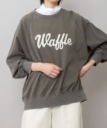 コットンジャージ「waffle」ロゴプリント ドルマンスリーブスウェット