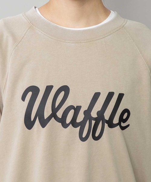 Munich（ミューニック）の「コットンジャージ「waffle」ロゴプリント ドルマンスリーブスウェット（Tシャツ/カットソー・レディース・カーキ/ベージュ/ブラック・FREE）」の22枚目の写真