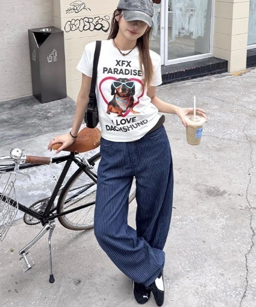 AVYL(アヴィル)の「ハートグラフィックアニマルTシャツ(Tシャツ/カットソー・レディース・ホワイト/ブラック・M)」の8枚目の写真