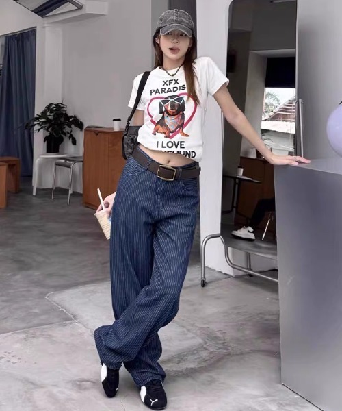 AVYL(アヴィル)の「ハートグラフィックアニマルTシャツ(Tシャツ/カットソー・レディース・ホワイト/ブラック・M)」の5枚目の写真