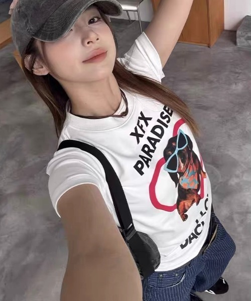 AVYL(アヴィル)の「ハートグラフィックアニマルTシャツ(Tシャツ/カットソー・レディース・ホワイト/ブラック・M)」の4枚目の写真