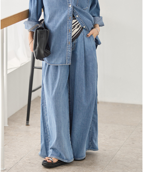 JOURNAL STANDARD(ジャーナルスタンダード)の「コーンデニムライトオンススーパーワイドパンツ(デニムパンツ・レディース・ネイビー/ブルー系その他・36/38)」の1枚目の写真