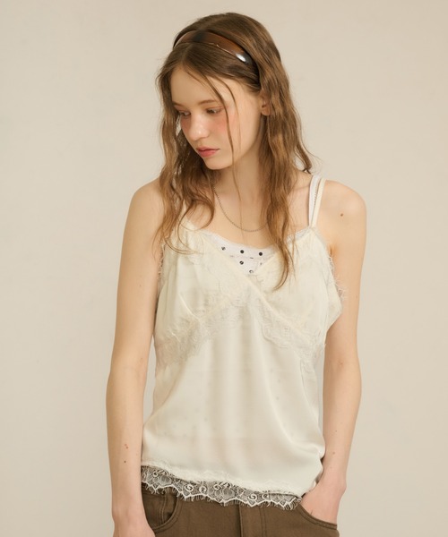 hazyl(ヘイジル)の「cross lace camisole / クロスレースキャミソール(キャミソール・レディース・ブラウン系その他/クリーム・フリー)」の15枚目の写真
