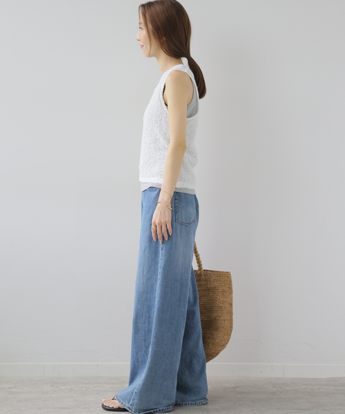 JOURNAL STANDARD relume(ジャーナルスタンダード レリューム)の「シアーシャーリングタンク(タンクトップ・レディース・ホワイト/サックスブルー/ブラック・FREE)」の10枚目の写真