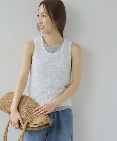 JOURNAL STANDARD relume(ジャーナルスタンダード レリューム)の「シアーシャーリングタンク(タンクトップ・レディース・ホワイト/サックスブルー/ブラック・FREE)」の12枚目の写真