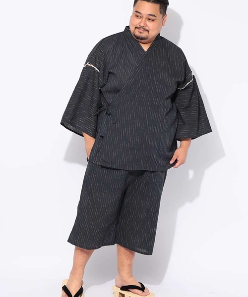 セットアップ 甚平 半袖 ショートパンツ メンズ 大きいサイズ しじら