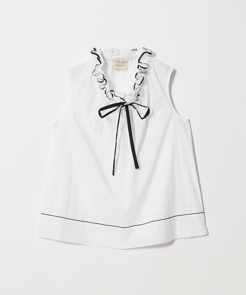 UNITED ARROWS（ユナイテッドアローズ）の「スタンド フリル ノースリーブ ブラウス ‐ウォッシャブル‐（シャツ/ブラウス・レディース・ホワイト/ライトブルー/ネイビー・FREE）」の19枚目の写真