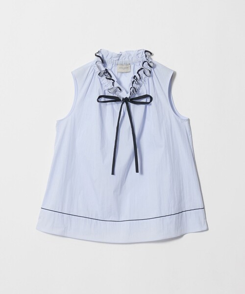 UNITED ARROWS（ユナイテッドアローズ）の「スタンド フリル ノースリーブ ブラウス ‐ウォッシャブル‐（シャツ/ブラウス・レディース・ホワイト/ライトブルー/ネイビー・FREE）」の22枚目の写真