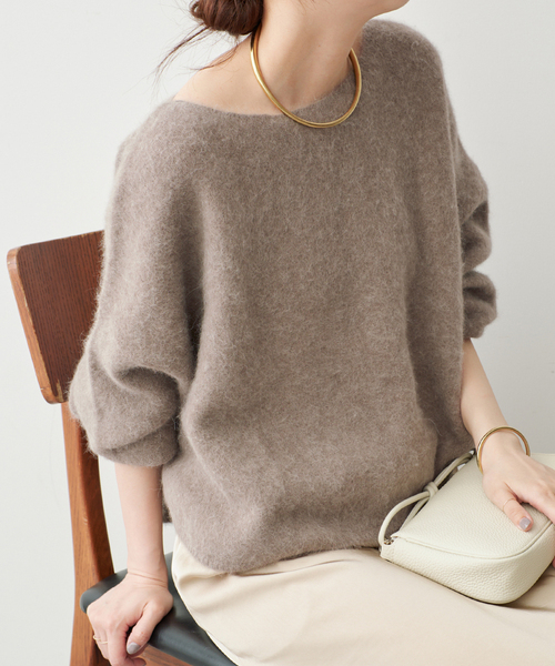 Spick & Span(スピックアンドスパン)の「《新色 / 追加》FOX/ALPACAルーズニット(ニット/セーター・レディース・ネイビー/モカ/ライトグリーン・FREE)」の2枚目の写真