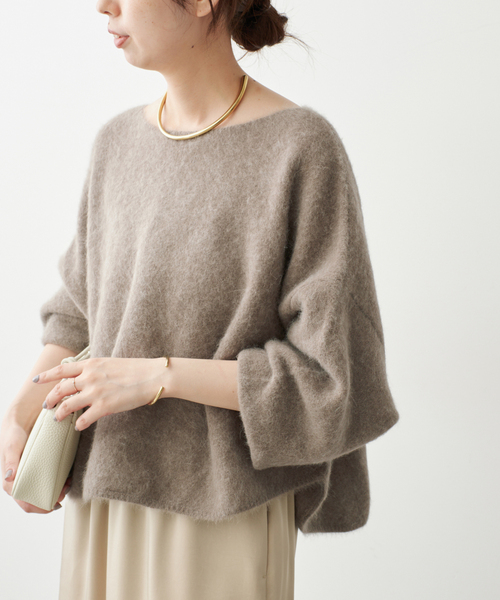 Spick & Span(スピックアンドスパン)の「《新色 / 追加》FOX/ALPACAルーズニット(ニット/セーター・レディース・ネイビー/モカ/ライトグリーン・FREE)」の7枚目の写真