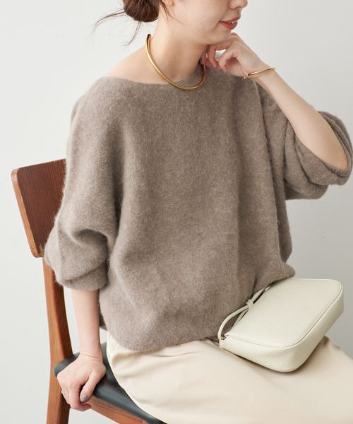 Spick & Span(スピックアンドスパン)の「《新色 / 追加》FOX/ALPACAルーズニット(ニット/セーター・レディース・ネイビー/モカ/ライトグリーン・FREE)」の13枚目の写真