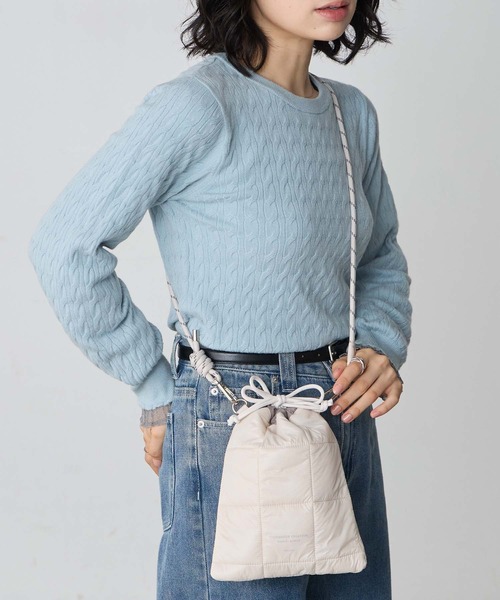BONLECILL Marche(ボンルシールマルシェ)の「【BONLECILL Marche】《軽量》バイカラーキルトミニ巾着ショルダーバッグ(ショルダーバッグ・レディース・ブラック/ブラウン/アイボリー・FREE)」の6枚目の写真