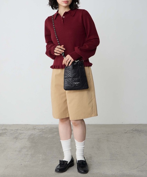 BONLECILL Marche(ボンルシールマルシェ)の「【BONLECILL Marche】《軽量》バイカラーキルトミニ巾着ショルダーバッグ(ショルダーバッグ・レディース・ブラック/ブラウン/アイボリー・FREE)」の20枚目の写真