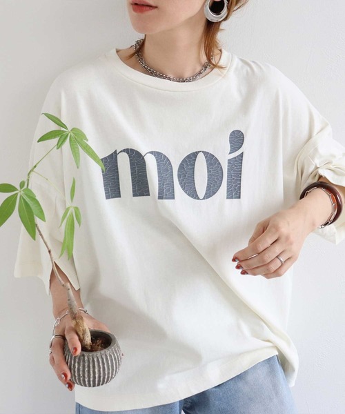 zena(ジェナ)の「moiヴィンテージロゴビッグTee(Tシャツ/カットソー・レディース・ブラウン/ブルー/アイボリー/チャコールグレー・FREE)」の1枚目の写真