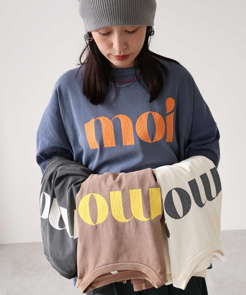 zena(ジェナ)の「moiヴィンテージロゴビッグTee(Tシャツ/カットソー・レディース・ブラウン/ブルー/アイボリー/チャコールグレー・FREE)」の11枚目の写真