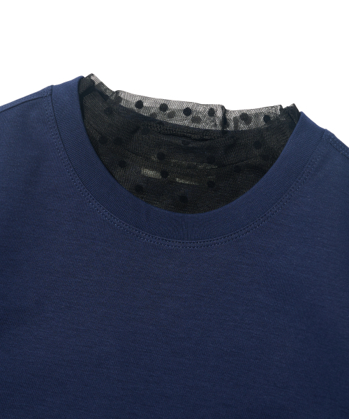 CARGOBROS FOR WOMAN(カーゴブロスフォーウィメン)の「ドットシースルーロングスリーブレイヤード半袖Tシャツセット(ブラック/ネイビー)(Tシャツ/カットソー・レディース・その他・FREE)」の5枚目の写真