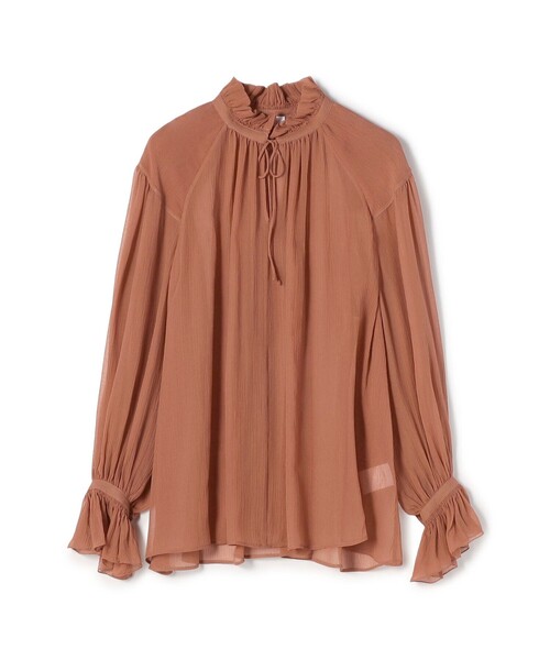 BALLSEY(ボールジィ)の「Michelle フリルネックブラウス(シャツ/ブラウス・レディース・ピンク/ダークブラウン・36)」の2枚目の写真
