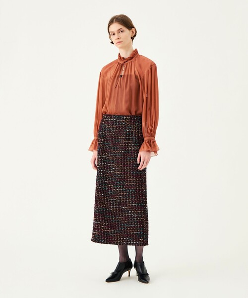 BALLSEY(ボールジィ)の「Michelle フリルネックブラウス(シャツ/ブラウス・レディース・ピンク/ダークブラウン・36)」の3枚目の写真