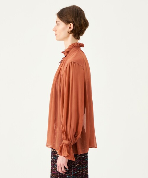 BALLSEY(ボールジィ)の「Michelle フリルネックブラウス(シャツ/ブラウス・レディース・ピンク/ダークブラウン・36)」の5枚目の写真