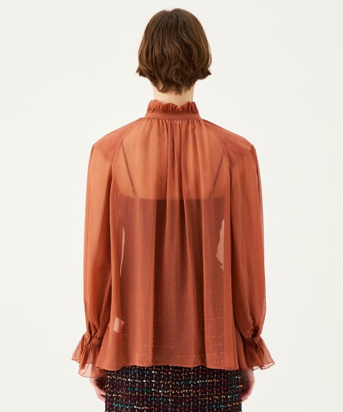 BALLSEY(ボールジィ)の「Michelle フリルネックブラウス(シャツ/ブラウス・レディース・ピンク/ダークブラウン・36)」の6枚目の写真