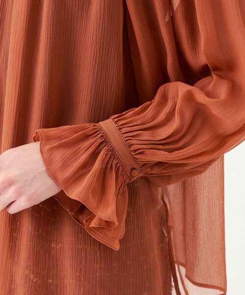 BALLSEY(ボールジィ)の「Michelle フリルネックブラウス(シャツ/ブラウス・レディース・ピンク/ダークブラウン・36)」の9枚目の写真