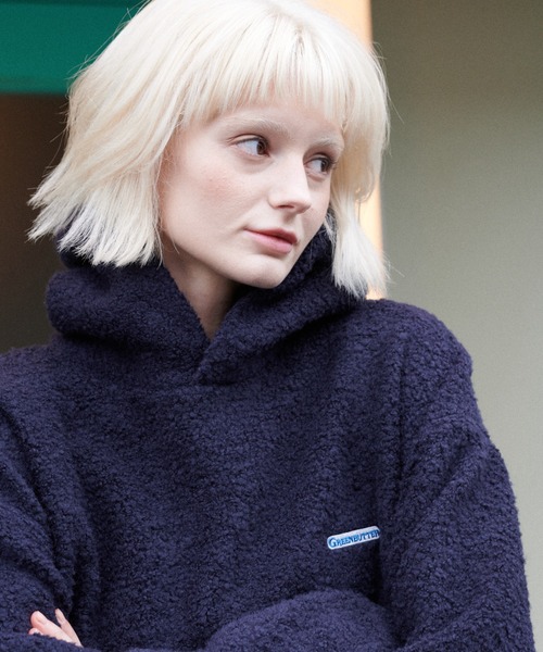 GREEN BUTTER(グリーンバター)の「TEDDY WOOL HOODIE(パーカー・レディース・ブラウン/ブルー/ベージュ・FREE)」の18枚目の写真