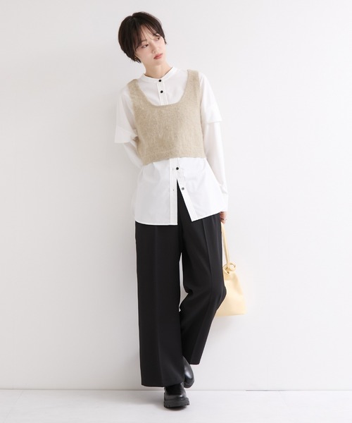 le cercle ADAM ET ROPE'(ルセルクルアダムエロペ)の「センタープレスストレートパンツ(スラックス・レディース・ブラック/ブラウン・S/M)」の4枚目の写真
