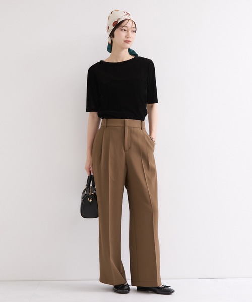 le cercle ADAM ET ROPE'(ルセルクルアダムエロペ)の「センタープレスストレートパンツ(スラックス・レディース・ブラック/ブラウン・S/M)」の6枚目の写真