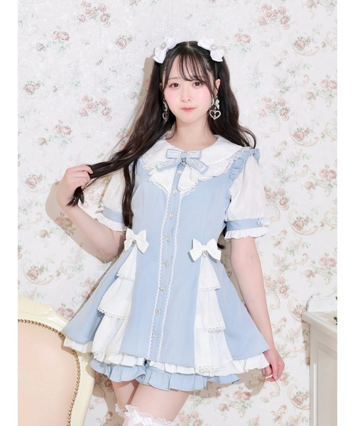 NOEMIE(ノエミー)の「サイドティアードラッフルセットアップ(ワンピース・レディース・ブラック/サックスブルー/ピンク・M)」の3枚目の写真