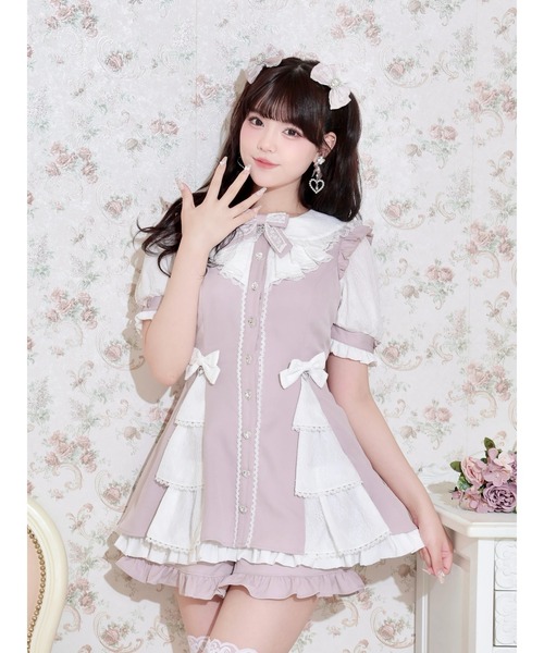 NOEMIE(ノエミー)の「サイドティアードラッフルセットアップ(ワンピース・レディース・ブラック/サックスブルー/ピンク・M)」の1枚目の写真