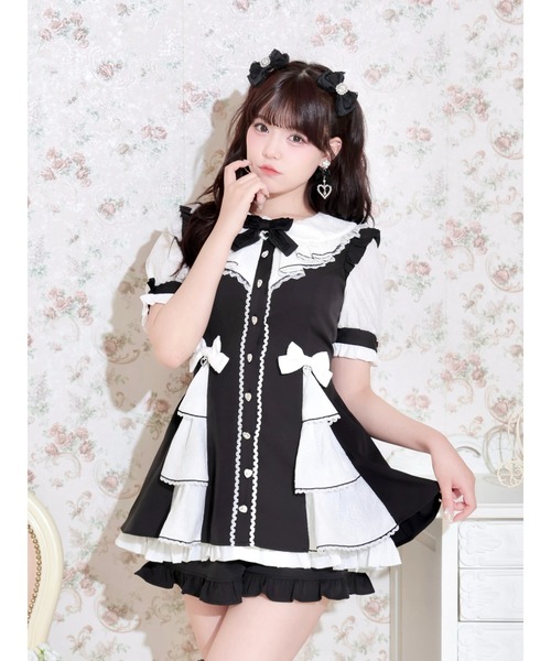 NOEMIE(ノエミー)の「サイドティアードラッフルセットアップ(ワンピース・レディース・ブラック/サックスブルー/ピンク・M)」の2枚目の写真