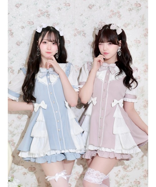 NOEMIE(ノエミー)の「サイドティアードラッフルセットアップ(ワンピース・レディース・ブラック/サックスブルー/ピンク・M)」の4枚目の写真