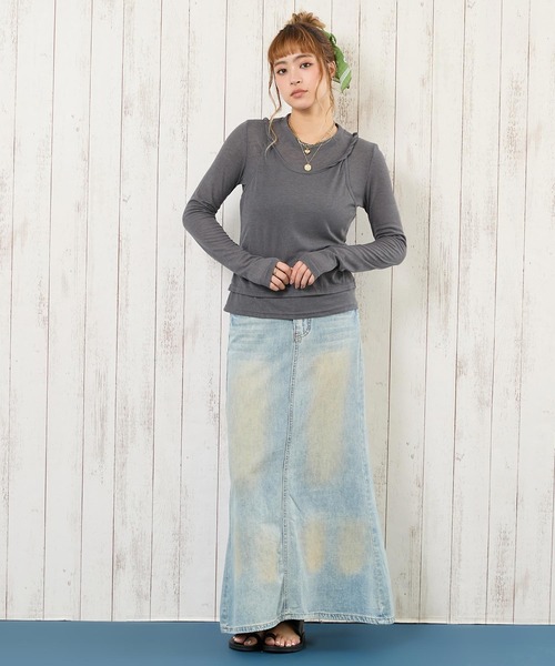 anap mimpi(アナップミンピ)の「シアートップス × キャミソールセット(アンサンブル・レディース・オフホワイト/ダークグレー・F)」の7枚目の写真