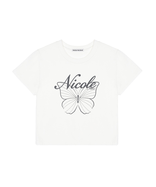 NICK&NICOLE(ニックアンドニコール)の「NICOLE BUTTERFLY CROP TOP_WHITE(Tシャツ/カットソー・レディース・その他・FREE)」の1枚目の写真