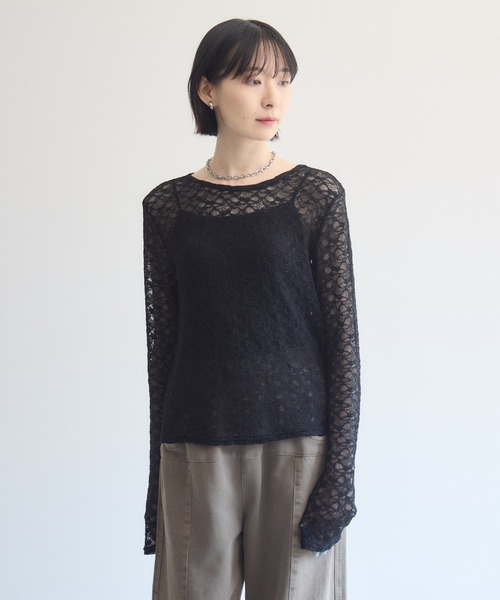Paradise Picnic（パラダイスピクニック）の「cloche ストレッチレーストップス（Tシャツ/カットソー・レディース・ホワイト/ブラック・FREE）」の13枚目の写真