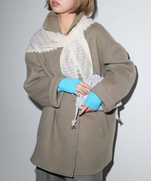 SLOBE IENA(スローブイエナ)の「《シリーズあり/追加》souple wool ダブルフェイスミドルコート(ピーコート・レディース・ネイビー/カーキ/ダークパープル/キャメル・FREE)」の2枚目の写真