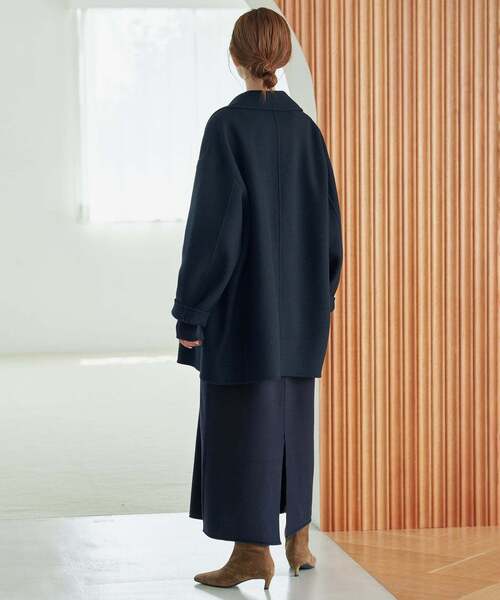 SLOBE IENA(スローブイエナ)の「《シリーズあり/追加》souple wool ダブルフェイスミドルコート(ピーコート・レディース・ネイビー/カーキ/ダークパープル/キャメル・FREE)」の7枚目の写真