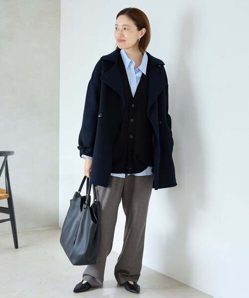 SLOBE IENA(スローブイエナ)の「《シリーズあり/追加》souple wool ダブルフェイスミドルコート(ピーコート・レディース・ネイビー/カーキ/ダークパープル/キャメル・FREE)」の16枚目の写真
