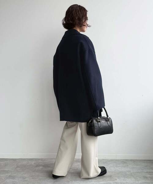 SLOBE IENA(スローブイエナ)の「《シリーズあり/追加》souple wool ダブルフェイスミドルコート(ピーコート・レディース・ネイビー/カーキ/ダークパープル/キャメル・FREE)」の19枚目の写真