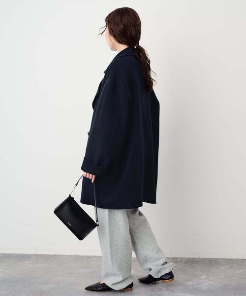 SLOBE IENA(スローブイエナ)の「《シリーズあり/追加》souple wool ダブルフェイスミドルコート(ピーコート・レディース・ネイビー/カーキ/ダークパープル/キャメル・FREE)」の20枚目の写真